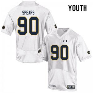Notre Dame Fighting Irish Youth Hunter Spears #90 White Under Armour Authentic Stitched College NCAA Football Jersey URZ7399RR